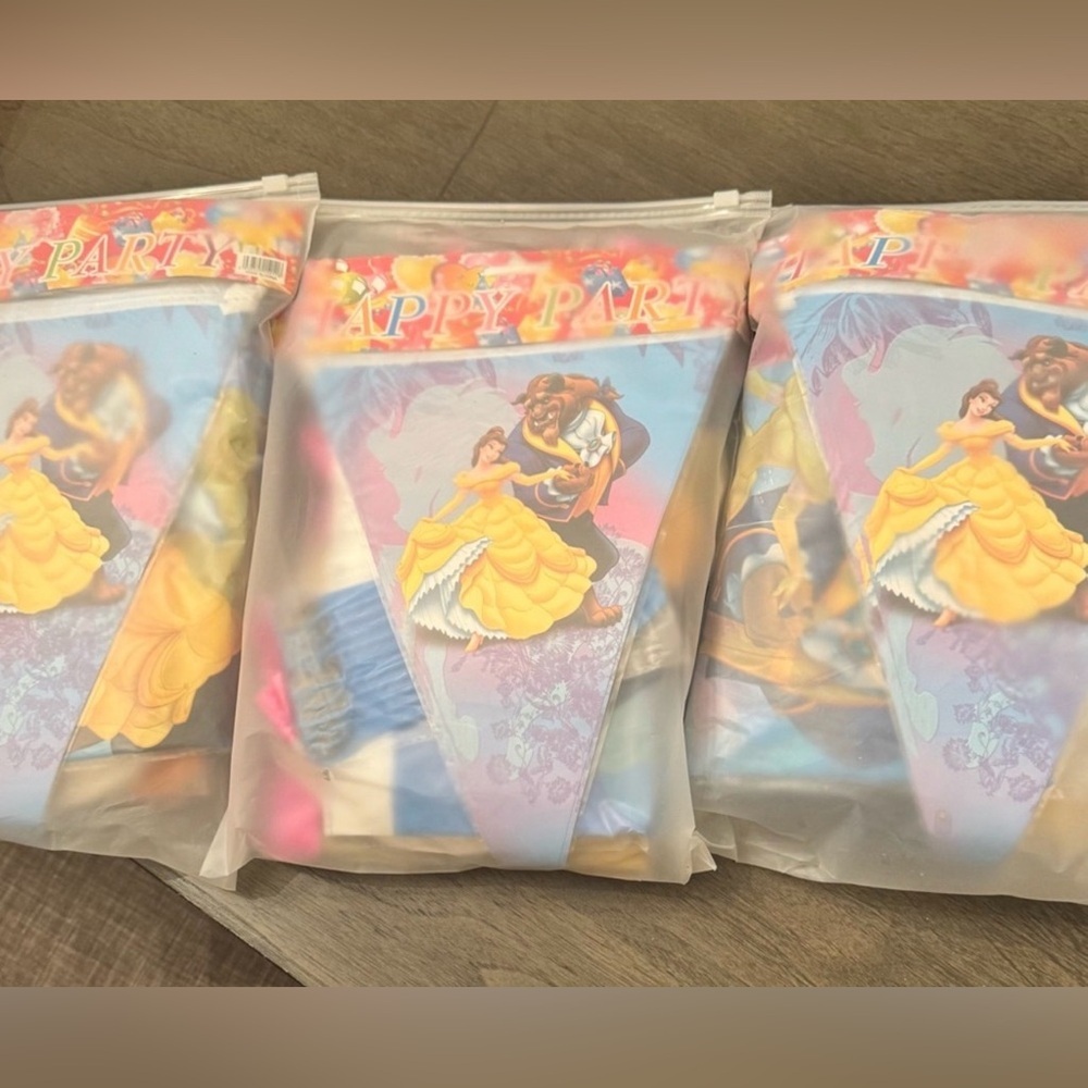 Lot of 3 Beauty and The Beast Party Set for 30 people New - Picture 6 of 6